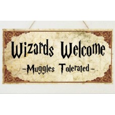 Wizards Welcome Plaque Sign Gift - Harry Potter Room House Present   232195544951